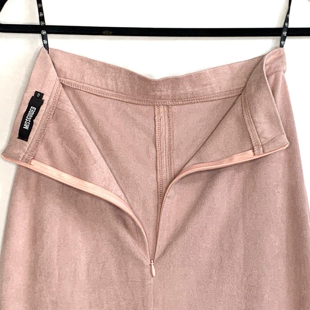 Missguided Skirt Womens 2 Pink Midi Suede Like Bodycon Zipper Front Slit - Picture 8 of 12